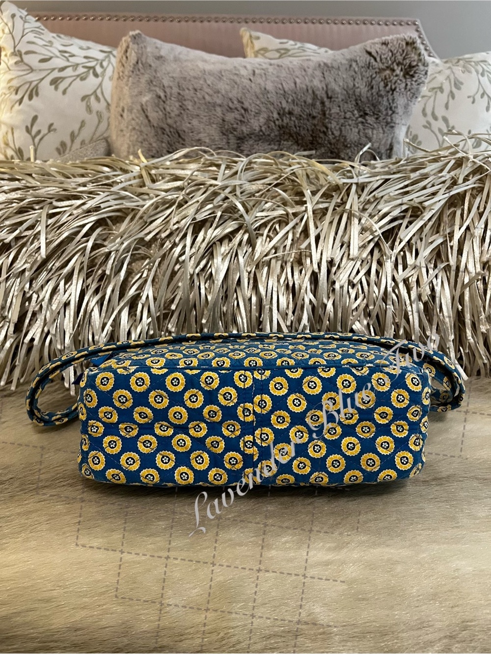 VERA BRADLEY Riviera 2008 Libby Crossbody Purse Shoulder Bag Blue Yellow Y2K - Picture 12 of 15